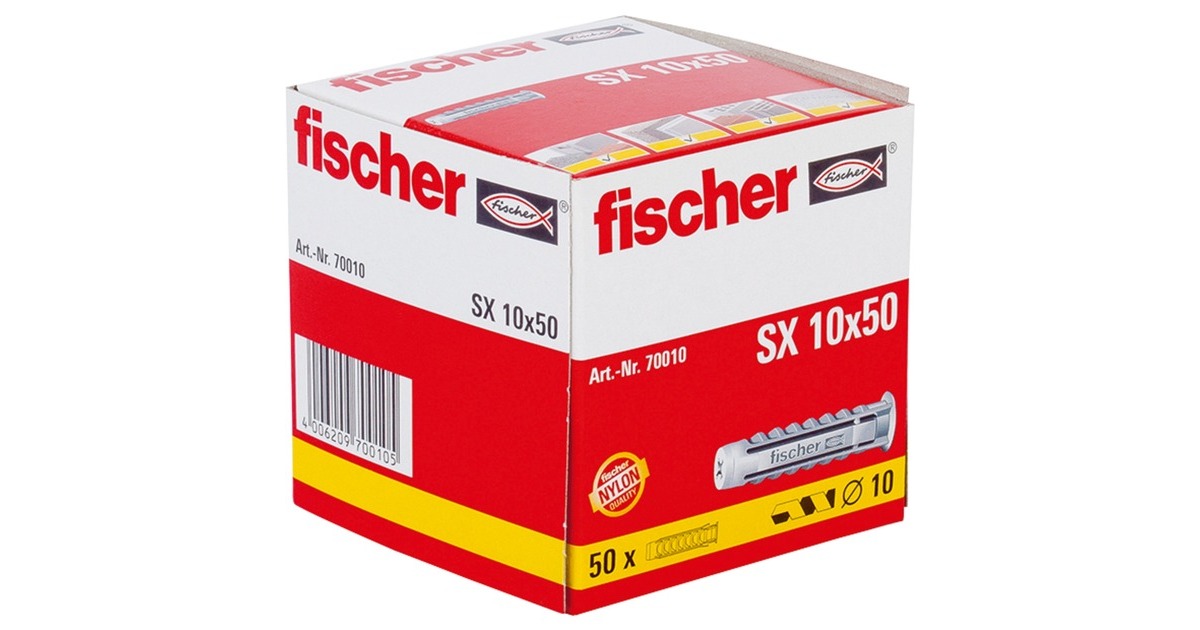 fischer Spreizdübel SX 10x50(hellgrau, 50 Stück)