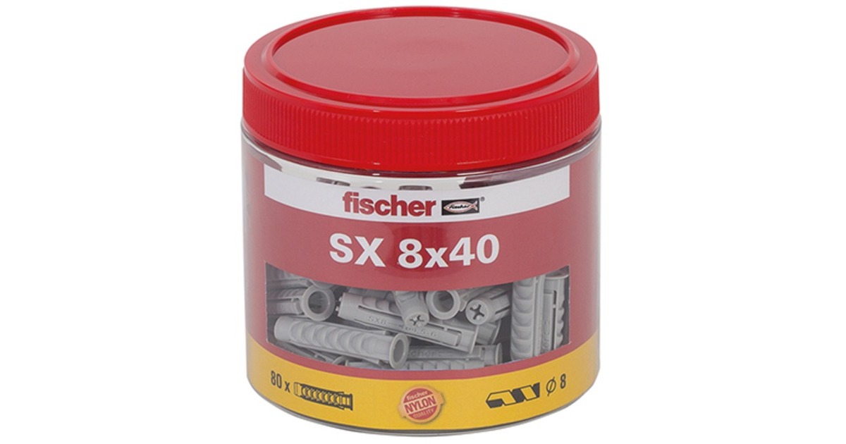 fischer Spreizdübel SX 8x40, Dose(hellgrau, 80 Stück)