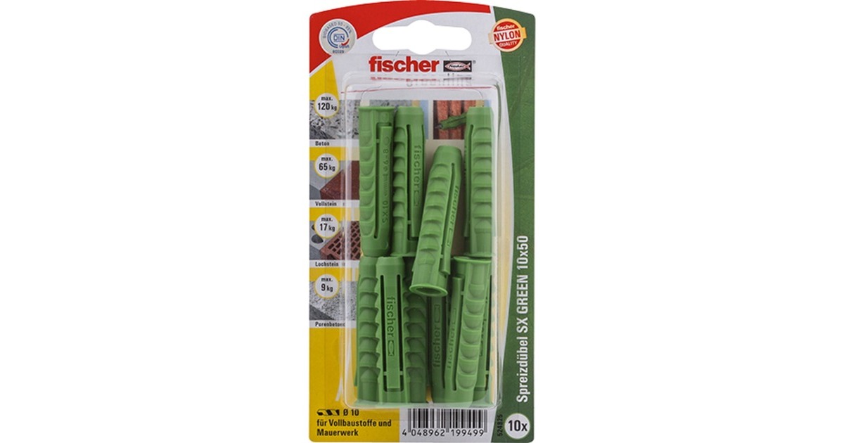 fischer Spreizdübel SX GREEN 10x50 K(grün, 10 Stück)