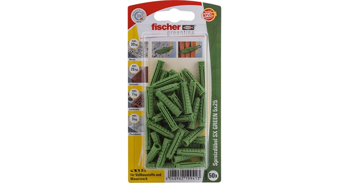 fischer Spreizdübel SX GREEN 5x25 K(grün, 50 Stück)