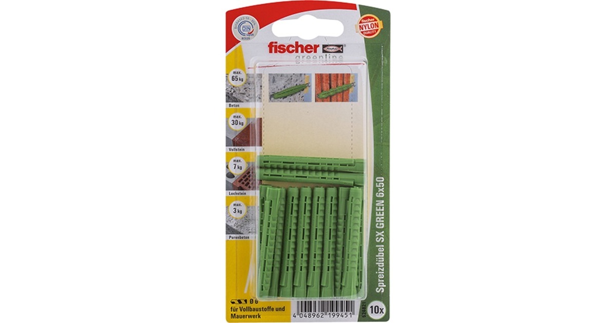 fischer Spreizdübel SX GREEN 6x50 K(grün, 10 Stück)