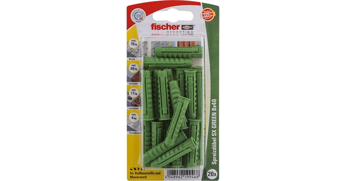 fischer Spreizdübel SX GREEN 8x40 K(grün, 20 Stück)