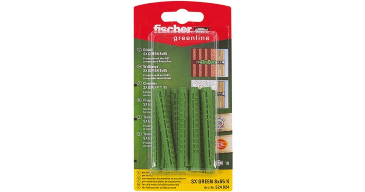 fischer Spreizdübel SX GREEN 8x65 K(grün, 10 Stück)