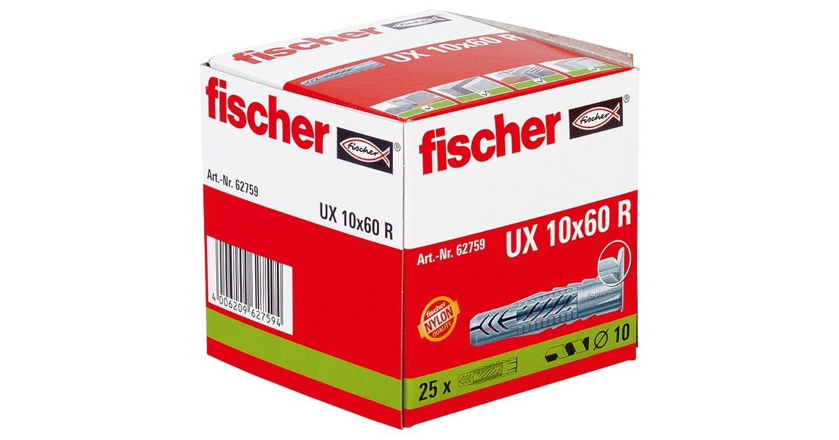 fischer Universaldübel UX 10x60 R(hellgrau, 25 Stück)
