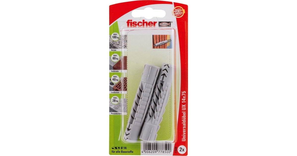 fischer Universaldübel UX 14x75 K(hellgrau, 2 Stück)