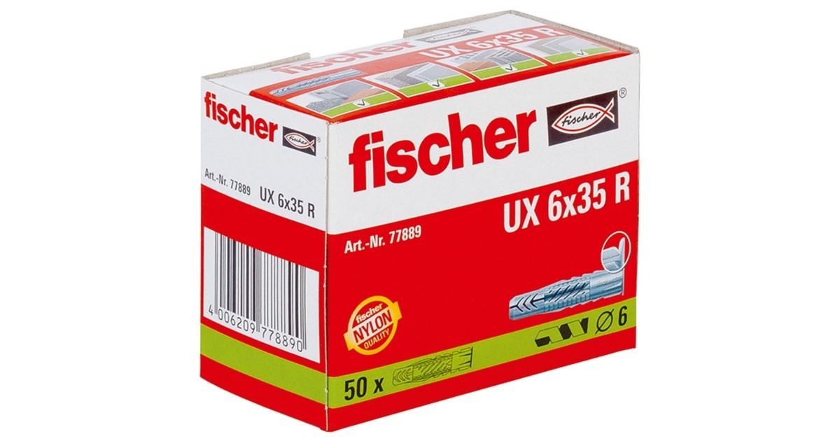 fischer Universaldübel UX 6x35 R(hellgrau, 50 Stück)