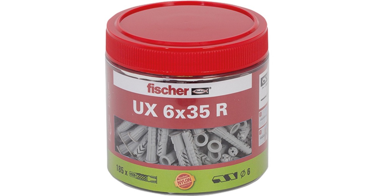 fischer Universaldübel UX 6x35 R, Dose(grau, 185 Stück)