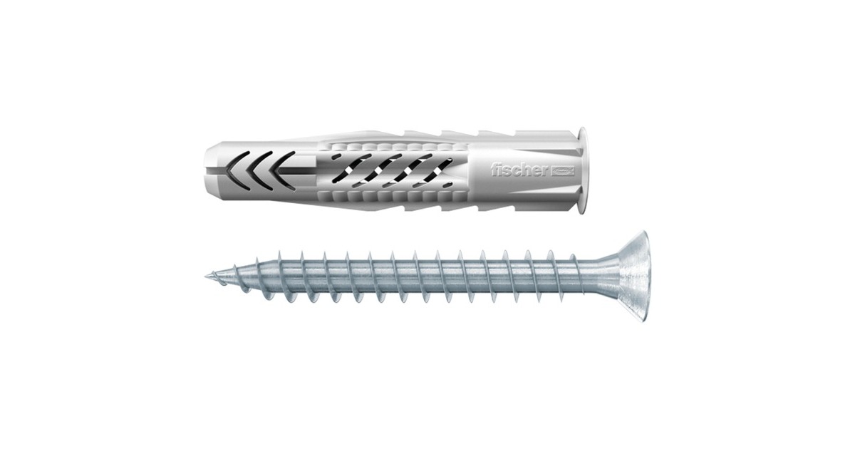 fischer Universaldübel UX 8x50 R S K(hellgrau, 5 Stück, mit Schraube)