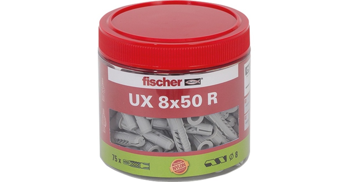 fischer Universaldübel UX 8x50 R, Dose(hellgrau, 75 Stück)