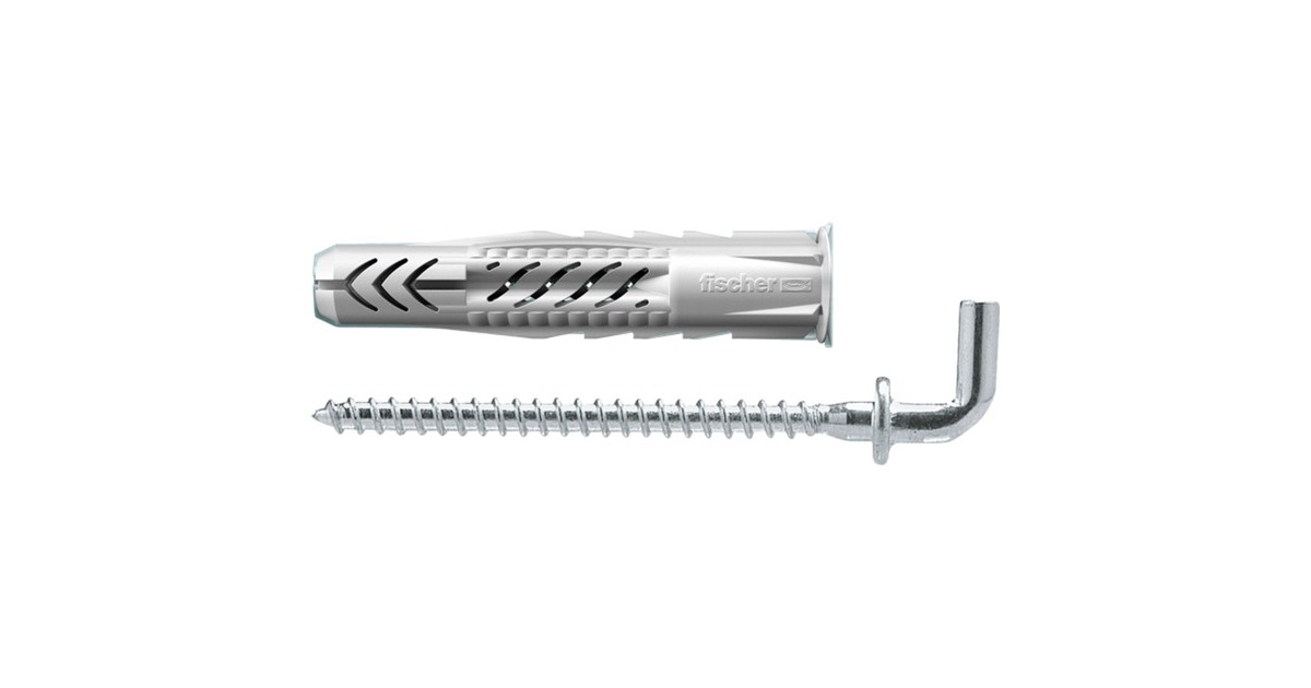fischer Universaldübel UX 8x50 WH K(hellgrau, 4 Stück, mit Winkelhaken)