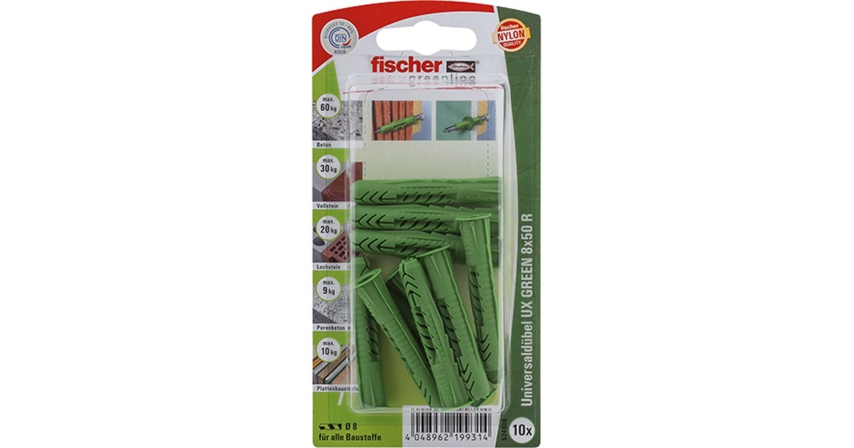fischer Universaldübel UX GREEN 8x50 R K(grün, 10 Stück)