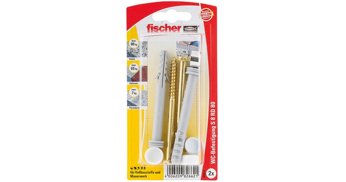 fischer WC-Befestigung S 8 RD 80, Dübel(hellgrau, 2-teilig, für Stand-WCs) fischer WC-Befestigung S 8 RD 80, Dübel(hellgrau, 2-teilig, für Stand-WCs)