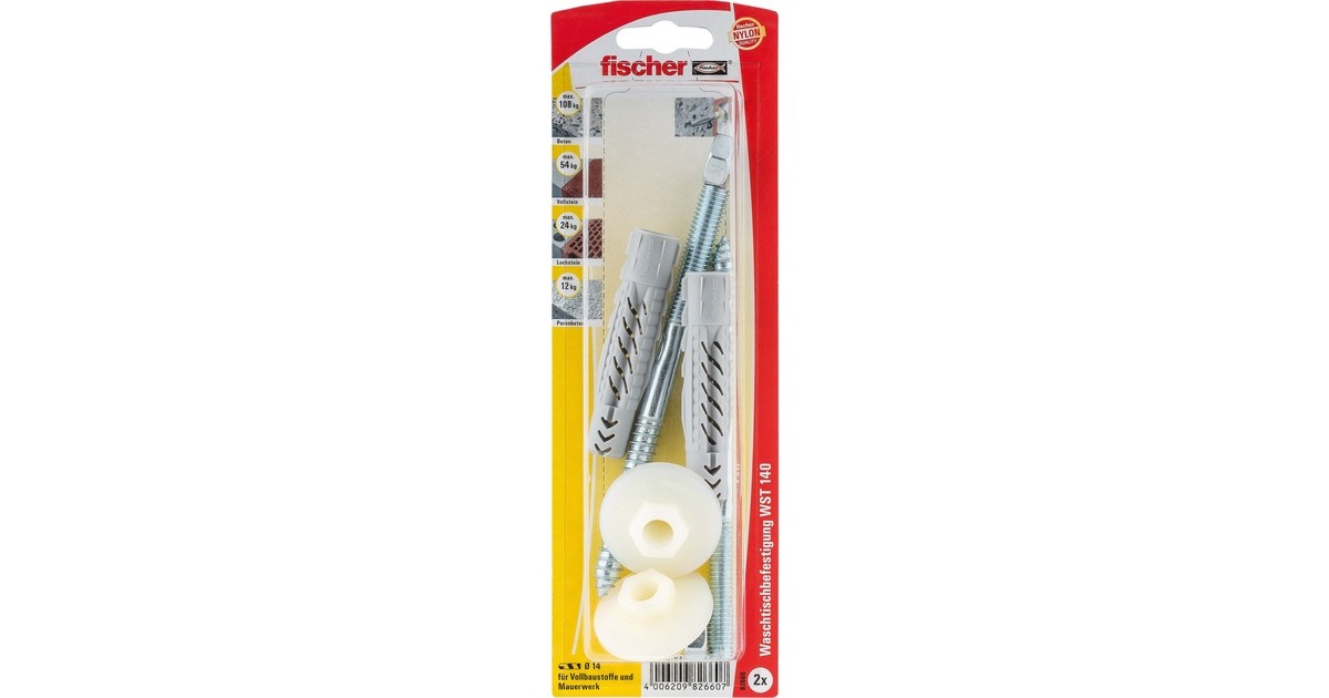 fischer Waschtischbefestigung WST 140, Dübel(hellgrau, 2-teilig) fischer Waschtischbefestigung WST 140, Dübel(hellgrau, 2-teilig)