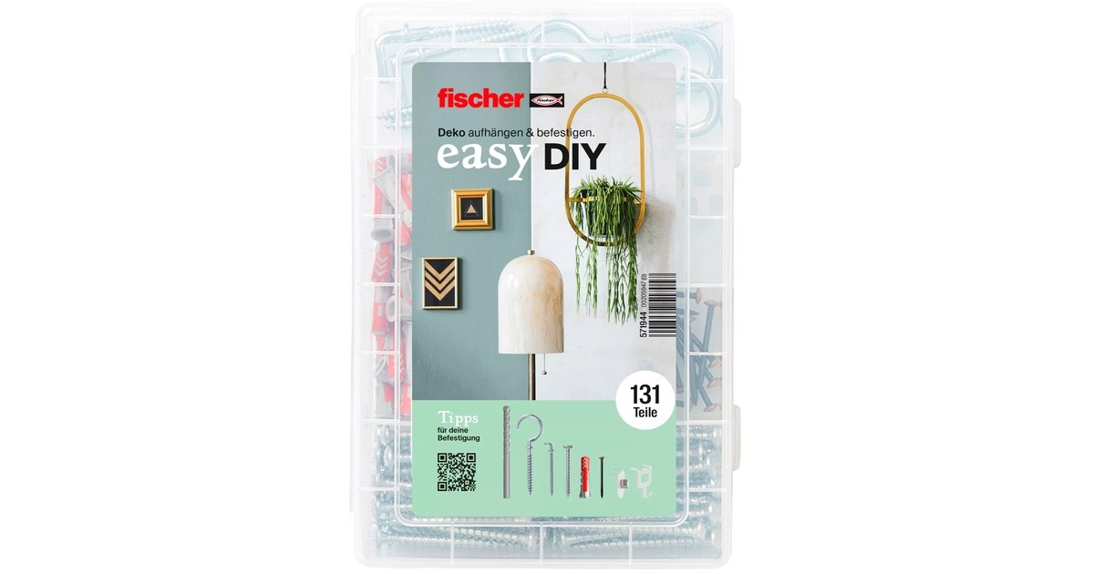 fischer easyDIY Deko-Box, Dübel(131-teilig, mit Bohrer, Schrauben, Haken)