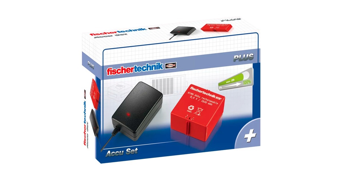 fischertechnik Akku-Set 34969, mit Ladegerät(rot, für Technikbaukästen)