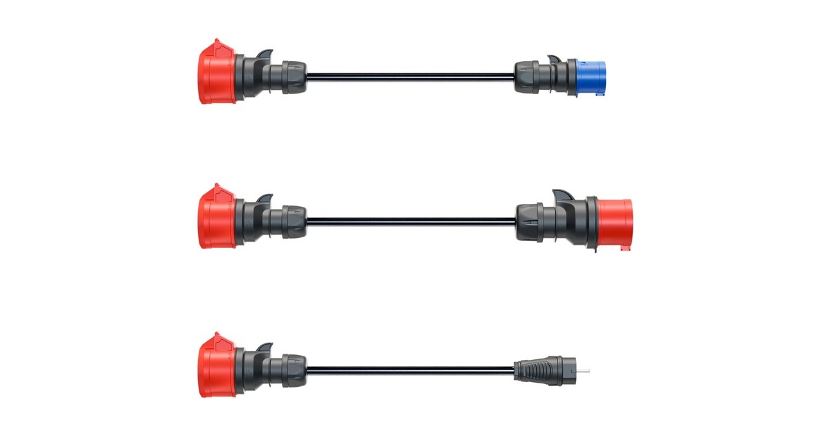 go-e Adapterset für Gemini flex 11 kW, 3-teiliges Set(schwarz, 30cm)