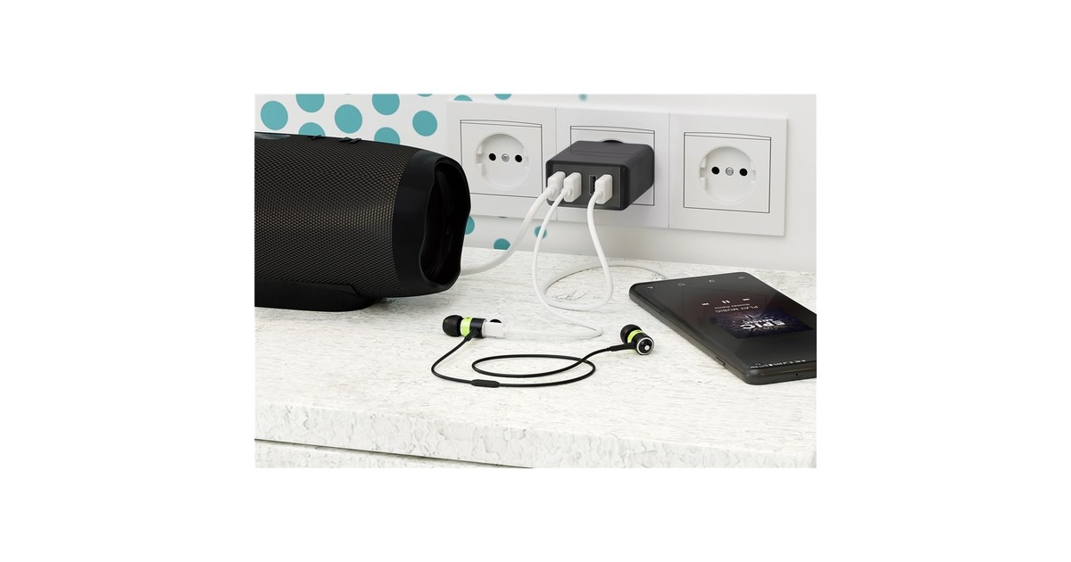 goobay 4-fach USB-Ladegerät (30W) schwarz(schwarz)