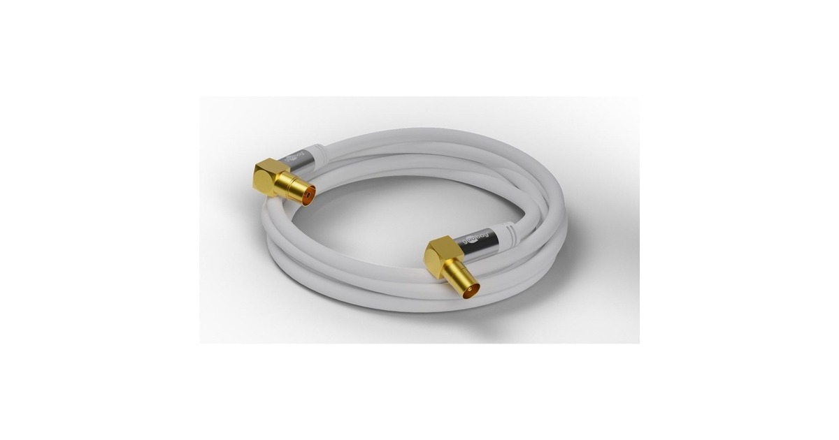 Koax-Stecker 90°(weiß, 3 Meter)