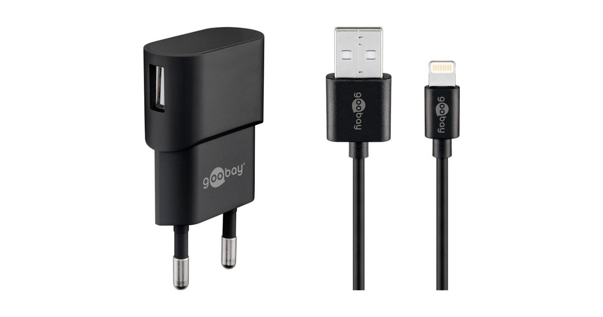 goobay Apple Lightning Ladeset 1A, Ladegerät(schwarz)