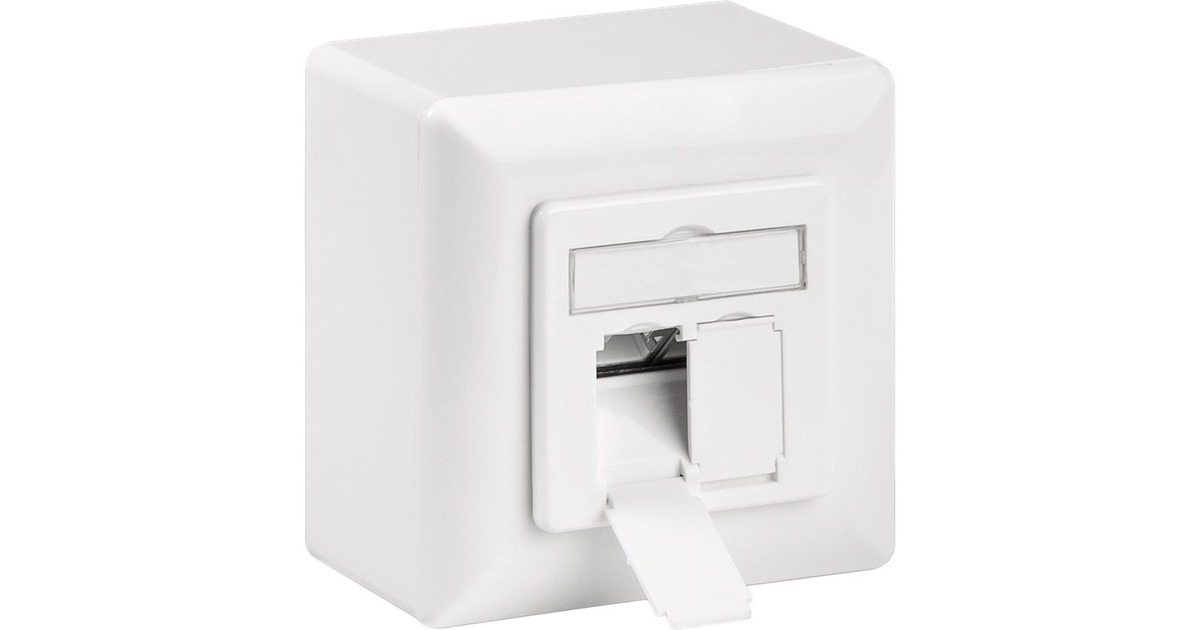 goobay CAT.6 Universaldose inkl. Aufputzmontage-Rahmen, Anschlussdose(weiß, 2x RJ-45 Buchse)