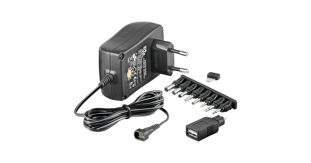 goobay Drehschalteradapter 1500 mA, Netzteil(schwarz, 3-12 Volt)
