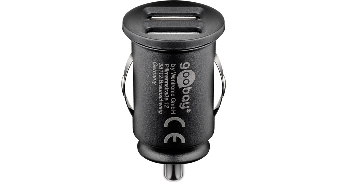goobay Dual-USB Auto Ladegerät mit zwei USB-Ports(schwarz, max. 24W/2,4,8A 12/24V)