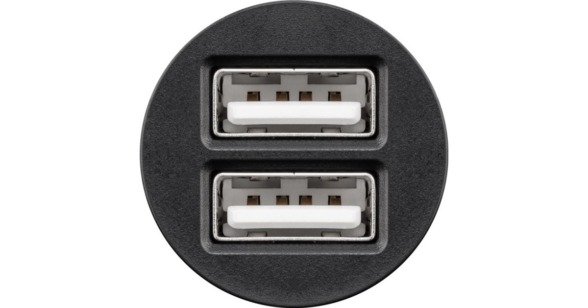 goobay Dual-USB Auto Ladegerät mit zwei USB-Ports(schwarz, max. 24W/2,4,8A 12/24V)