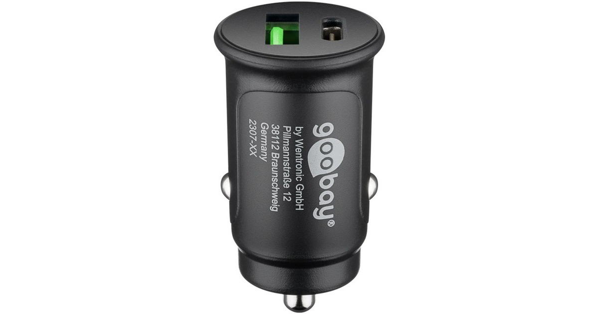 goobay Dual-USB Auto Schnellladegerät USB-C PD (Power Delivery)(schwarz)