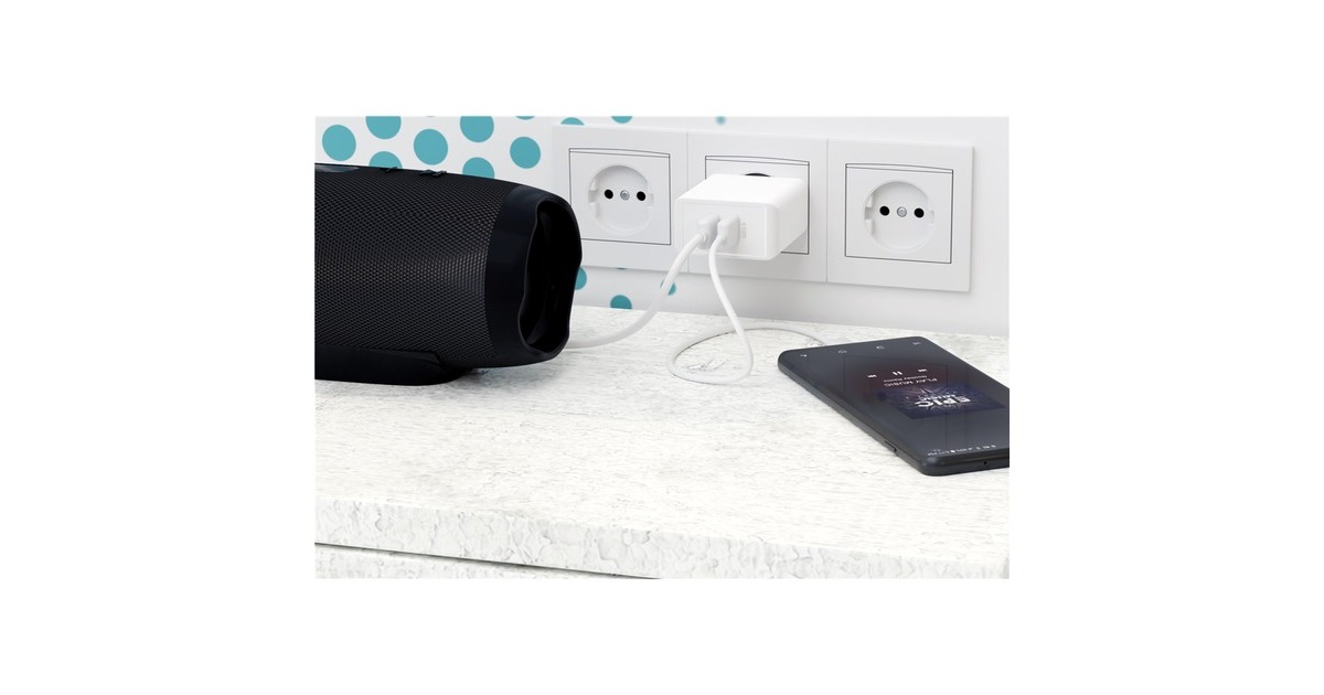 goobay Dual-USB Schnellladegerät QC3.0 28W(weiß)