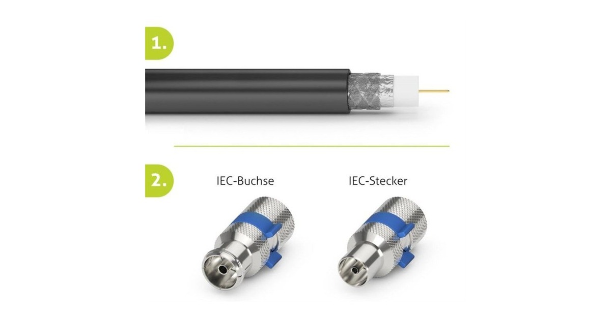 goobay Easy-Installation IEC/Koax-Buchse(silber/blau, 6,5 - 8,0 mm)