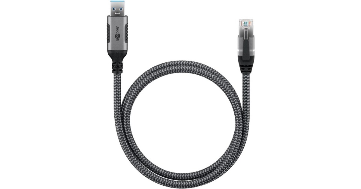 RJ-45 Stecker, LAN-Adapter(schwarz/silber, 2 Meter)