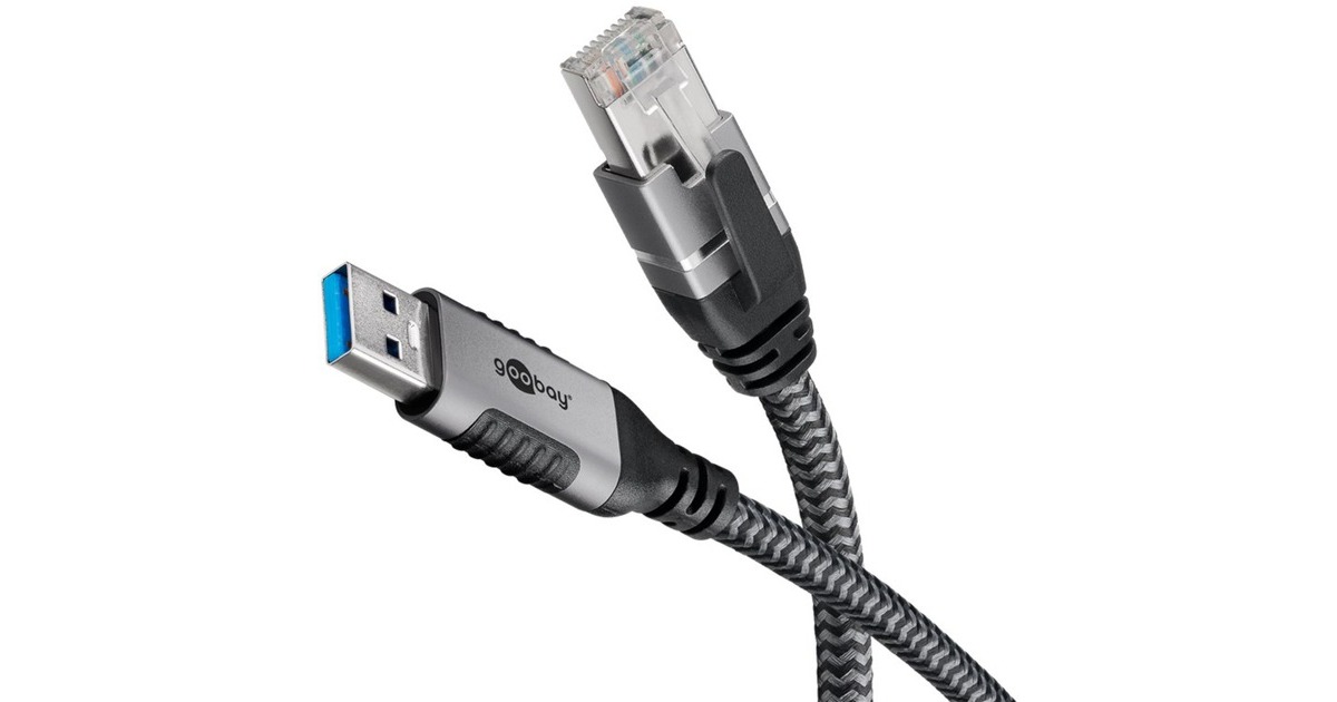 RJ-45 Stecker, LAN-Adapter(schwarz/silber, 5 Meter)