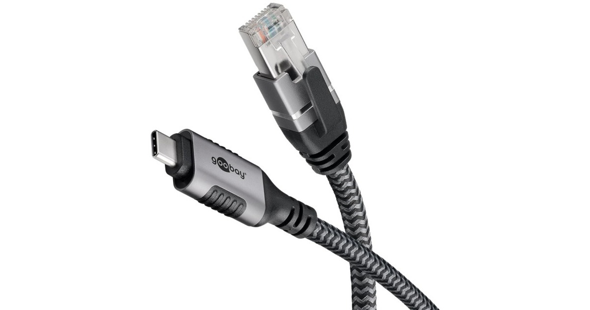RJ-45 Stecker, LAN-Adapter(schwarz/silber, 1 Meter)