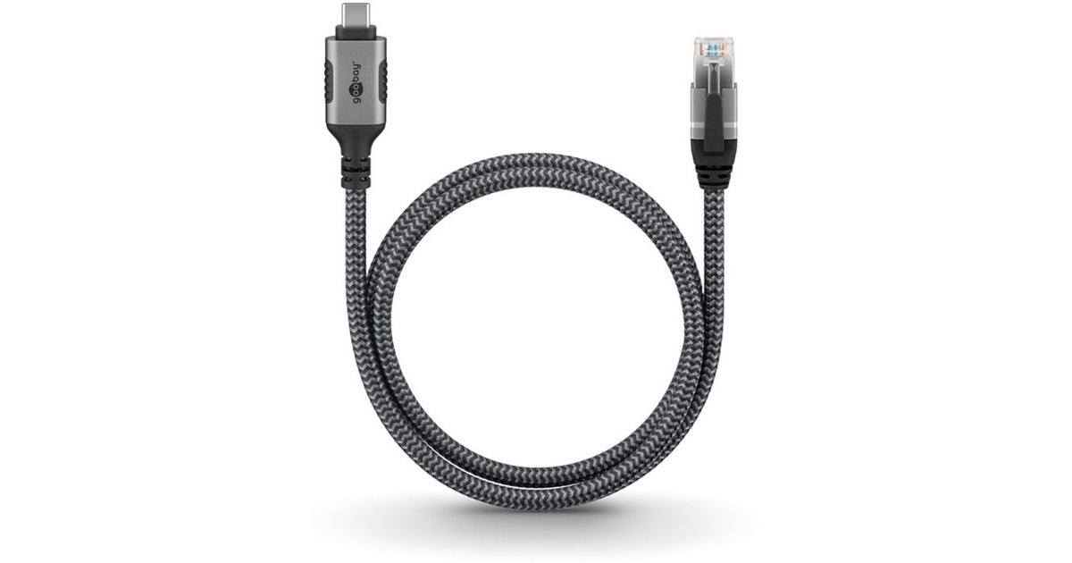 RJ-45 Stecker, LAN-Adapter(schwarz/silber, 1 Meter)