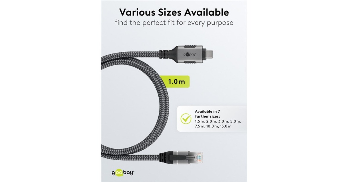 RJ-45 Stecker, LAN-Adapter(schwarz/silber, 1 Meter)