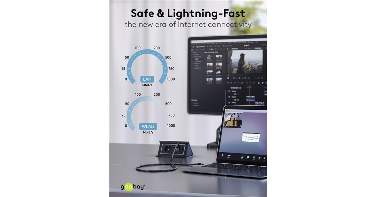 RJ-45 Stecker, LAN-Adapter(schwarz/silber, 2 Meter)