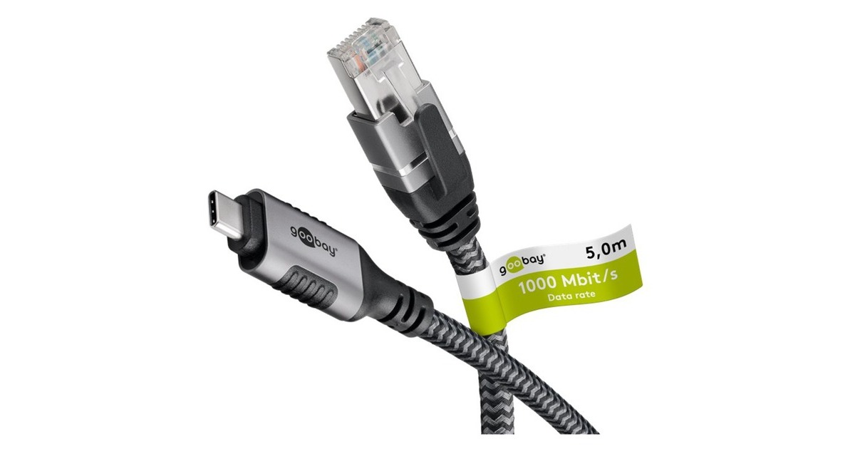 RJ-45 Stecker, LAN-Adapter(schwarz/silber, 5 Meter)