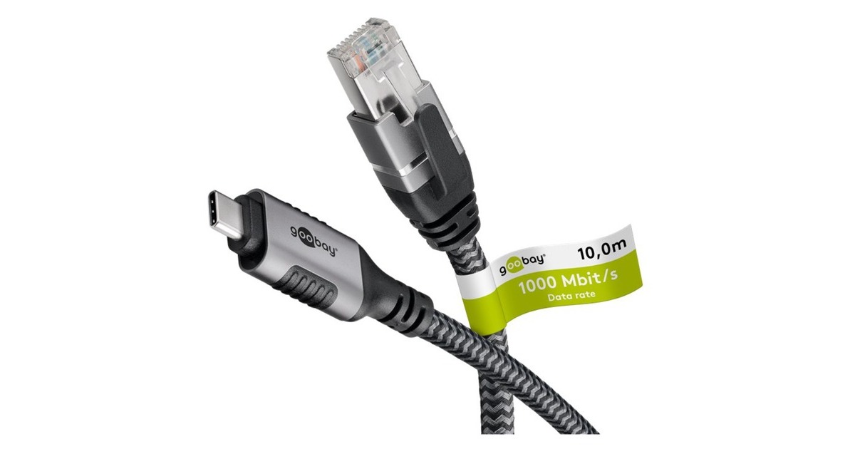 RJ-45 Stecker, LAN-Adapter(schwarz/silber, 10 Meter)