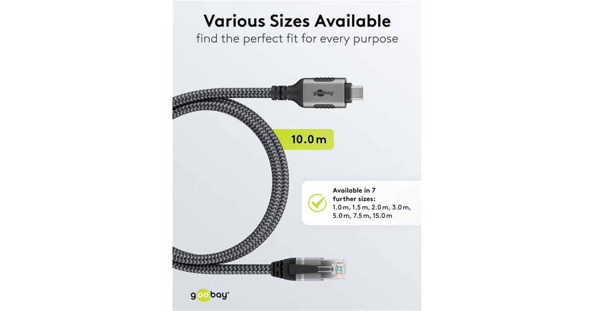 RJ-45 Stecker, LAN-Adapter(schwarz/silber, 10 Meter)