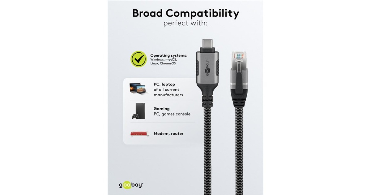 RJ-45 Stecker, LAN-Adapter(schwarz/silber, 10 Meter)