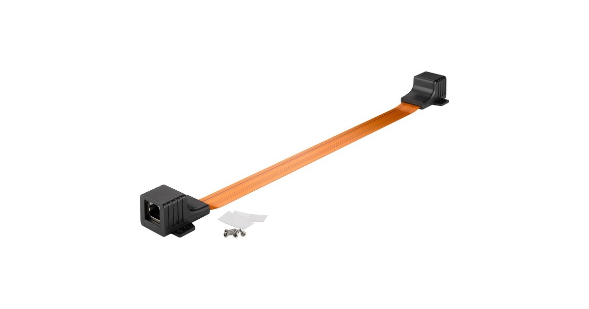 goobay Fensterdurchführung Ultra-Slim, RJ45, Kabel(schwarz/kupfer, 30cm)