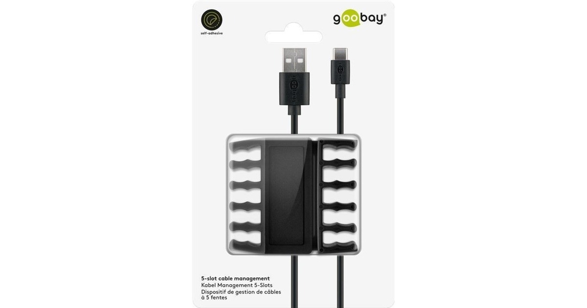 goobay Kabel Management 5-Slots, Kabelführung(schwarz, 2er-Set)