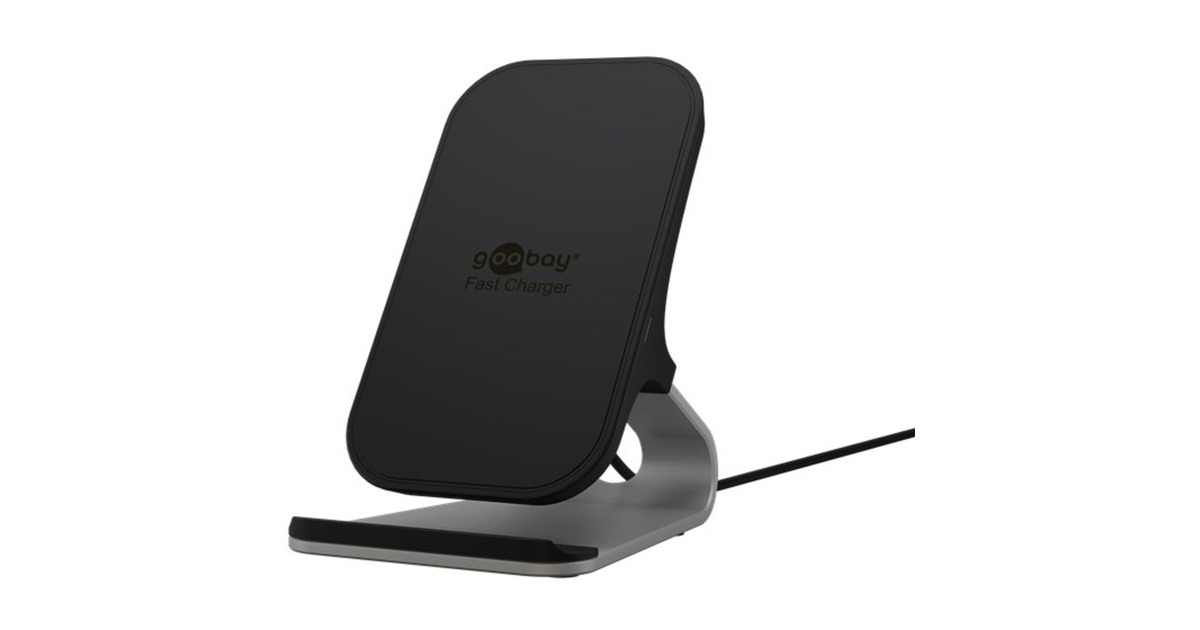 goobay Kabelloses Tisch-Schnellladegerät 10 W(schwarz, geeignet für Smartphones und Geräte mit Qi-Standard)