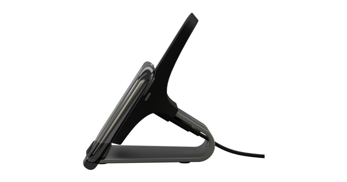 goobay Kabelloses Tisch-Schnellladegerät 10 W(schwarz, geeignet für Smartphones und Geräte mit Qi-Standard)