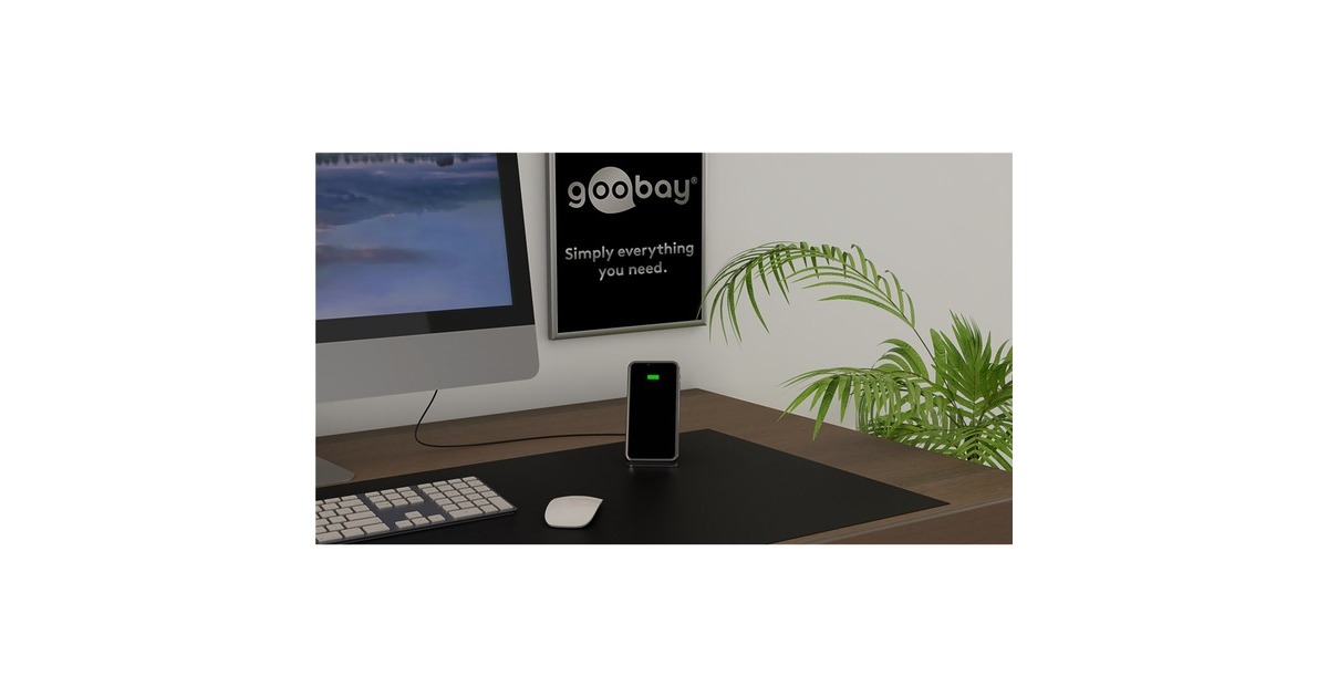 goobay Kabelloses Tisch-Schnellladegerät 10 W(schwarz, geeignet für Smartphones und Geräte mit Qi-Standard)