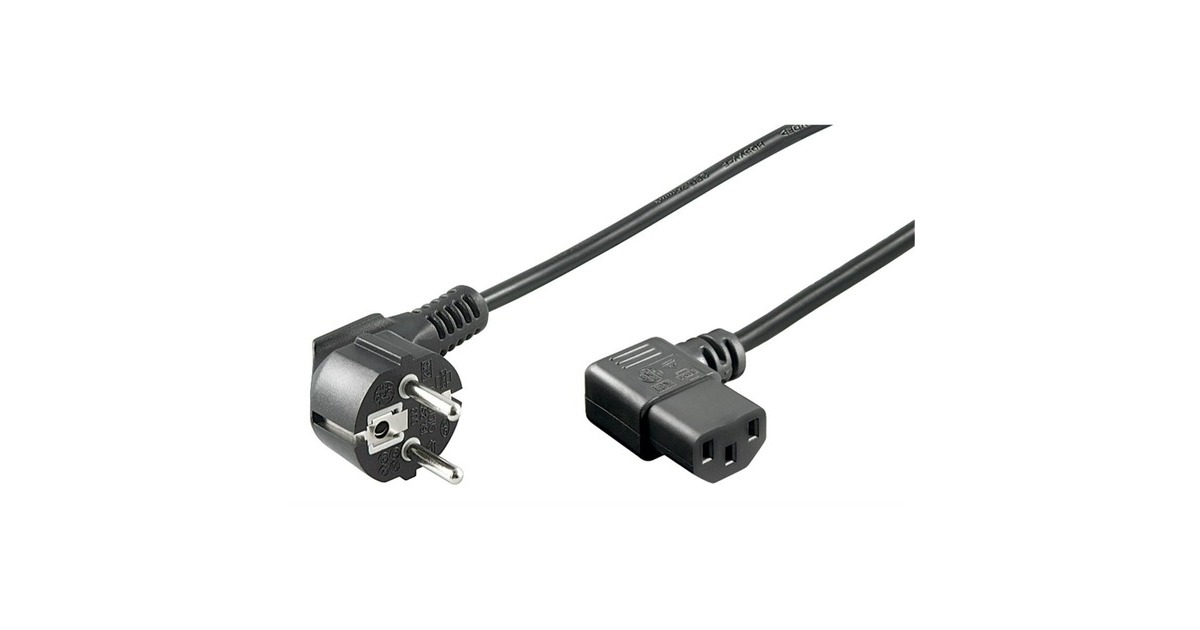 goobay Kaltgerätekabel, beidseitig gewinkelt(schwarz, 2 Meter)