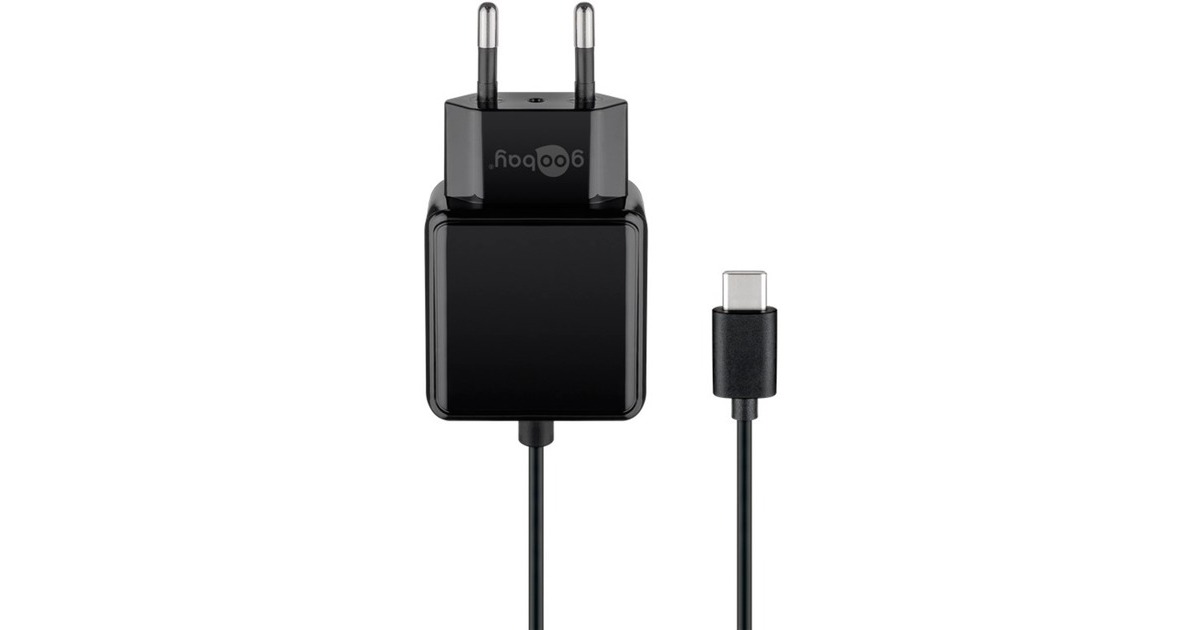 goobay Ladegerät mit 1,5m USB-C Anschlusskabel 3,0A (15W)(schwarz)