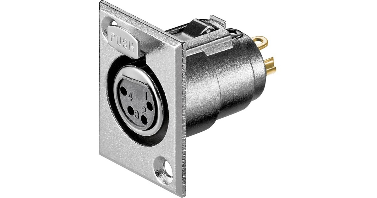 goobay Mikrofon-Einbaubuchse, 4Pin, Einbau-Anschluss(schwarz, 1 Stück)