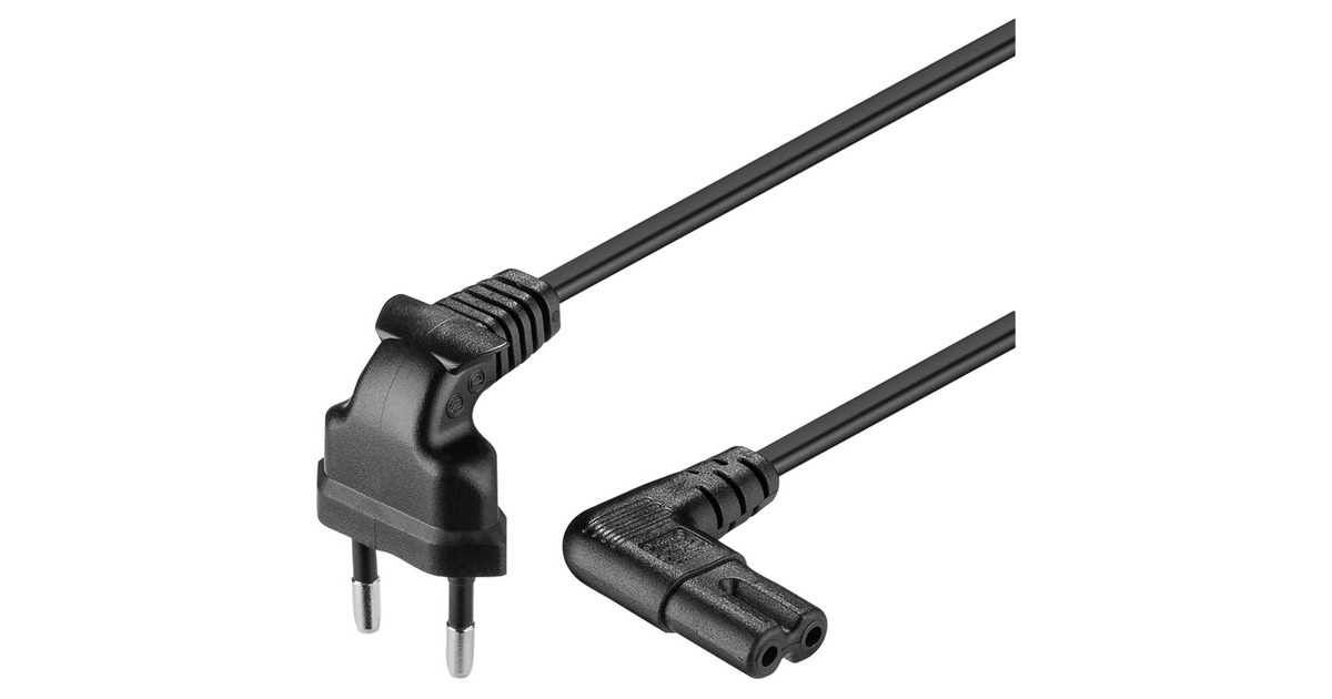 goobay Netzkabel Eurostecker 90°(schwarz, 2 Meter)