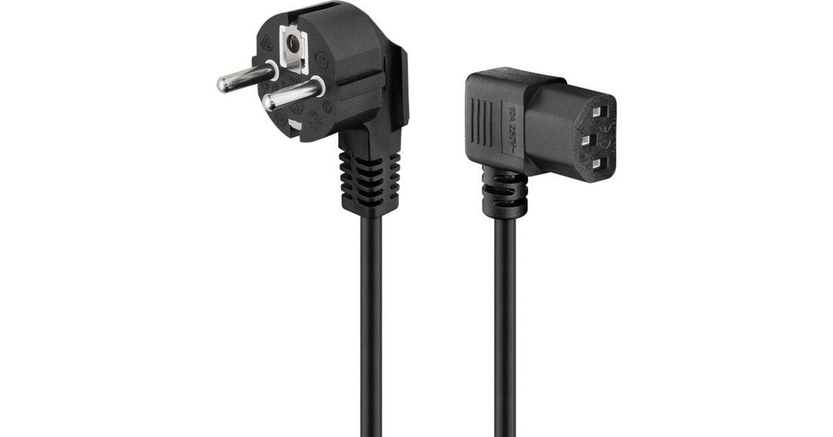 goobay Netzkabel mit abgewinkeltem Schutzkontakt(schwarz, 5 Meter)